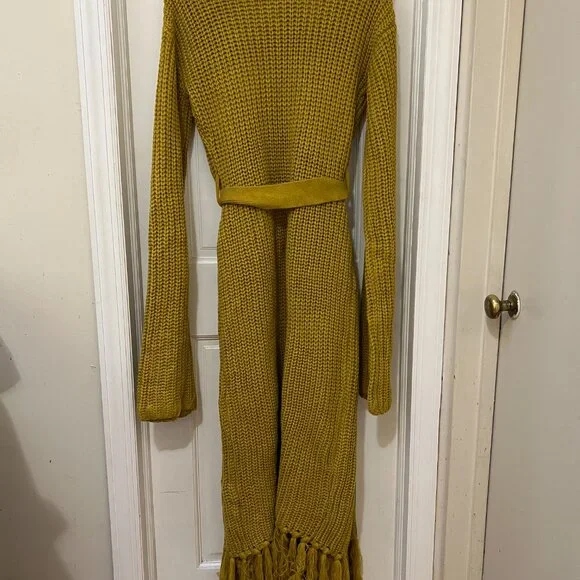 NWT Hanifa x Miya Knit Cardigan Dress in Mustard Color - nationalbodyline.in